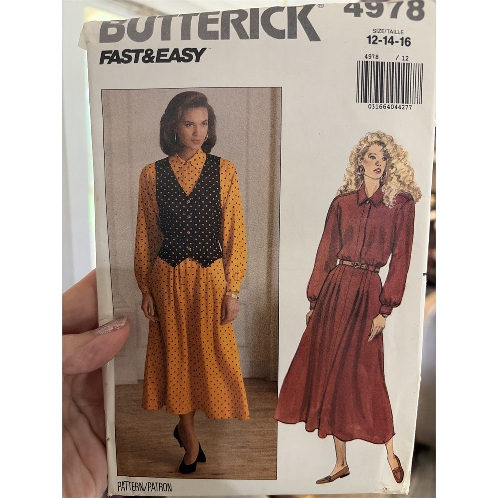 Butterick 4978 Sewing Pattern Misses Vest Shirt Skirt Sz 12-16 Uncut Vintage 90s